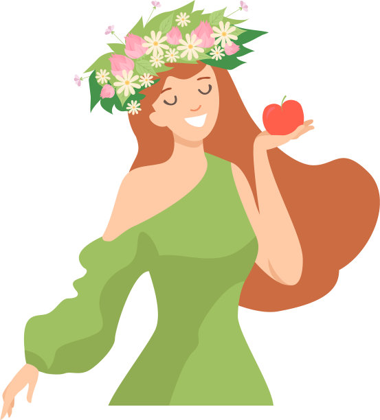 戴着花环的年轻美丽的女人图片下载