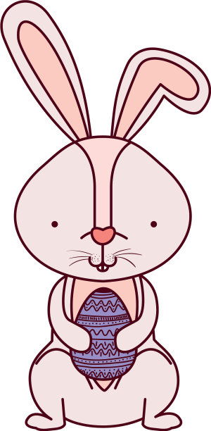 复活节兔子与鸡蛋孤立的图标图片下载