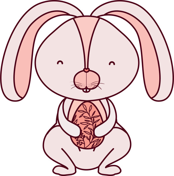 复活节兔子与鸡蛋孤立的图标图片下载