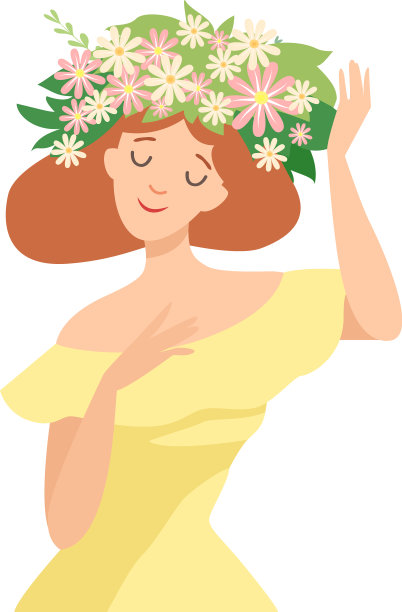 戴着花环的年轻美丽的女人图片下载
