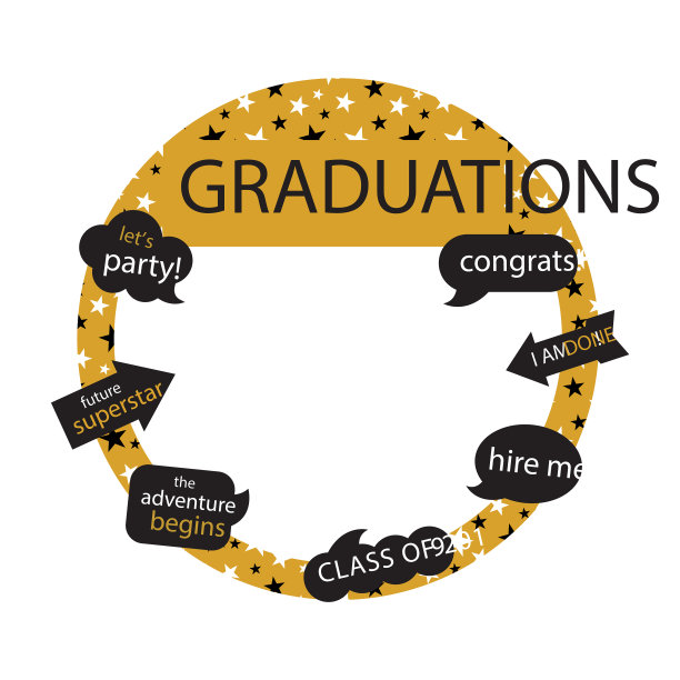 金色派对照相亭和毕业元素图片下载