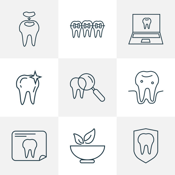 牙图标线条样式设置与大括号检查图片下载
