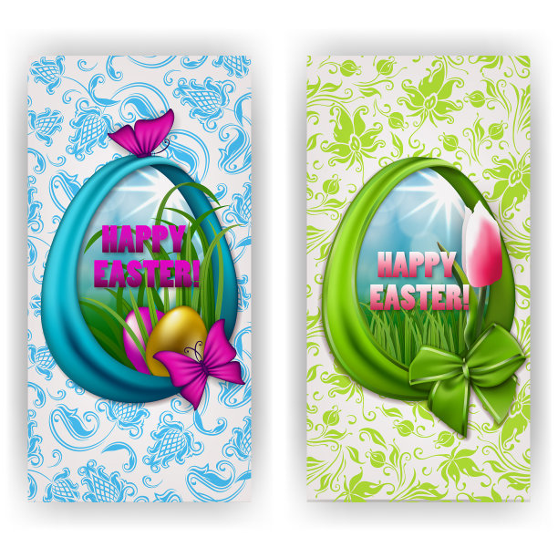 带蝴蝶结的复活节彩蛋图片下载