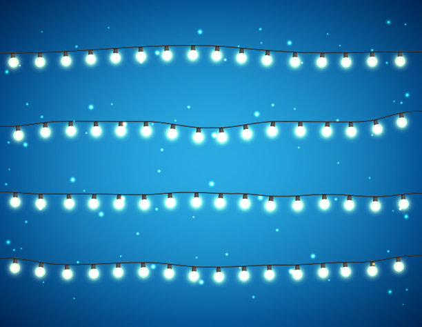 白色背景上的圣诞彩灯图片下载