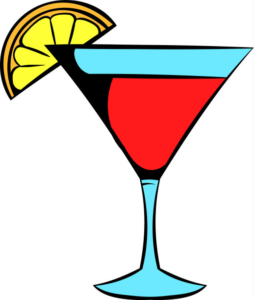 马提尼酒杯与红色图标图标的鸡尾酒卡通图片下载