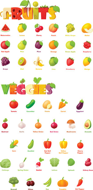 水果和蔬菜图标集图片下载