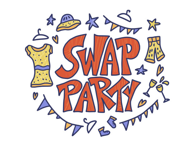 交换派对手绘海报设计图片下载