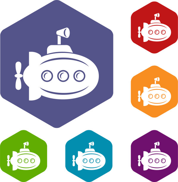 深海潜水器与角图标六面体图片下载