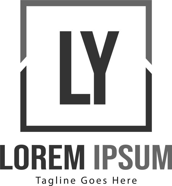 现代边框LY字母logo模板图片下载
