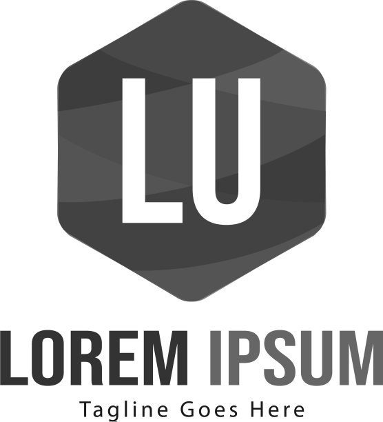 具有现代框架的LU首字母标志模板图片下载