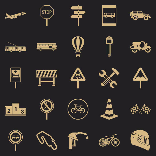 交通堵塞图标设置简单的风格图片下载