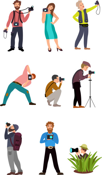 一套专业摄影师的男人和女人图片下载