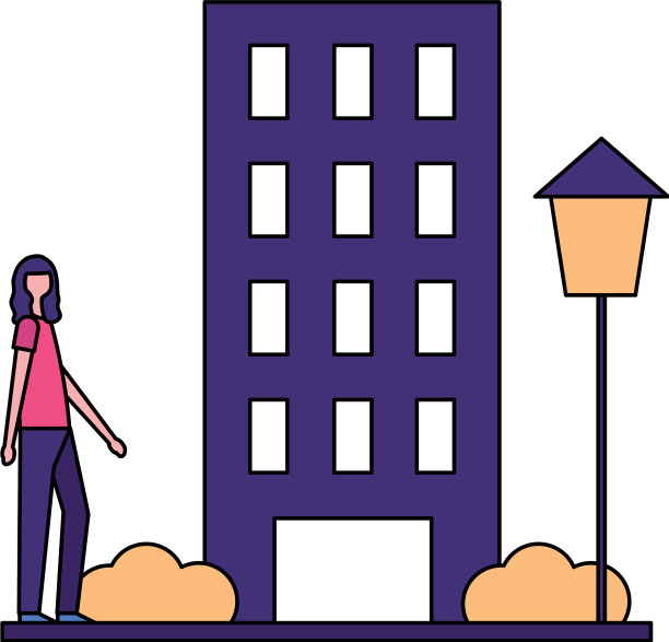 站在建筑城附近的女人图片下载