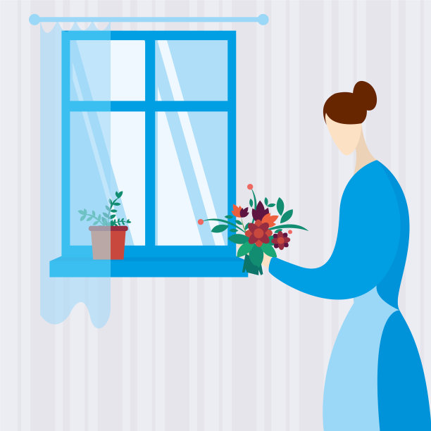 花店在一个扁平风格的花店郁金香图片下载