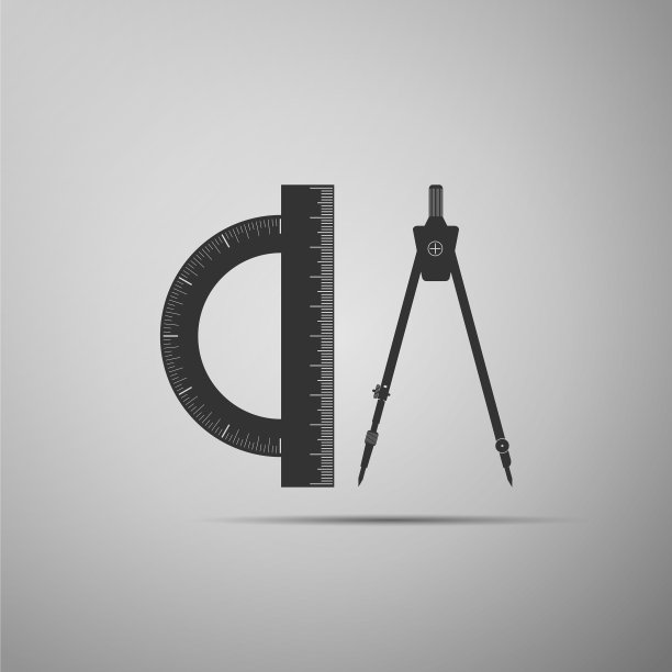 量角器和绘图罗盘图标隔离图片下载