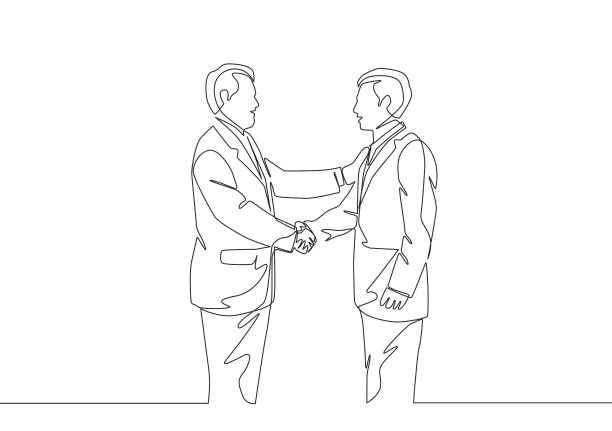 一行画着和他握手的商人图片下载