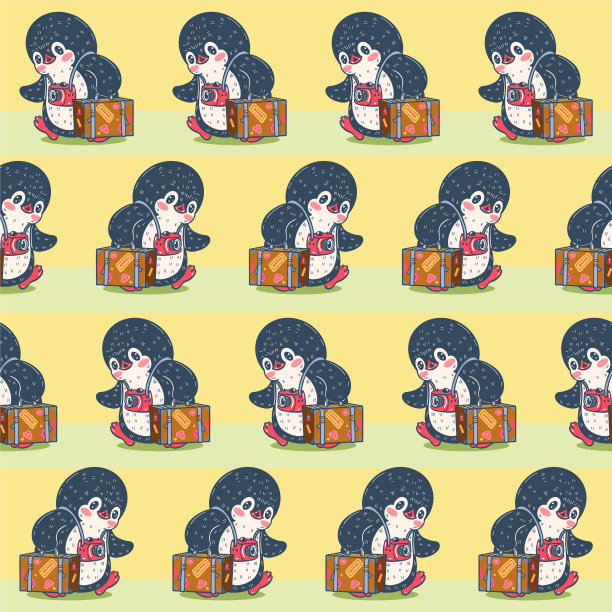 无缝图案与可爱的企鹅图片下载