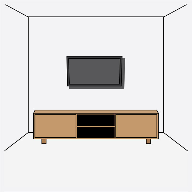 有一张桌子和电视墙的客厅图片下载