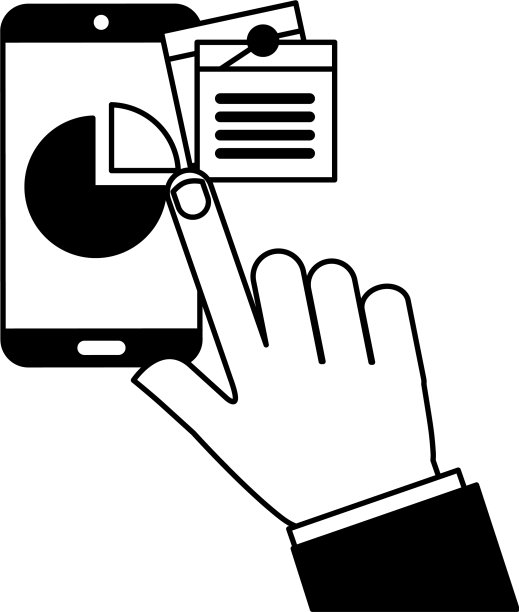 手触摸智能手机图表饼笔记办公室图片下载