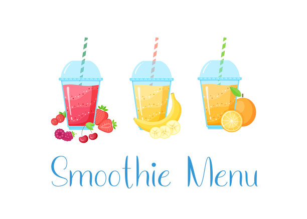 五彩缤纷的天然水果冰沙收集图形图片下载