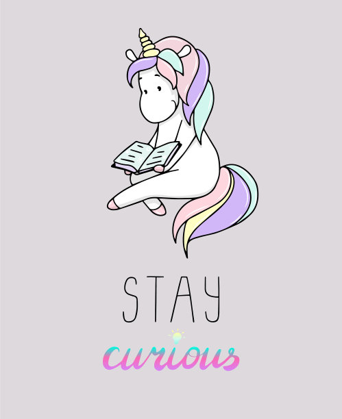 可爱的小独角兽正在看书图片下载