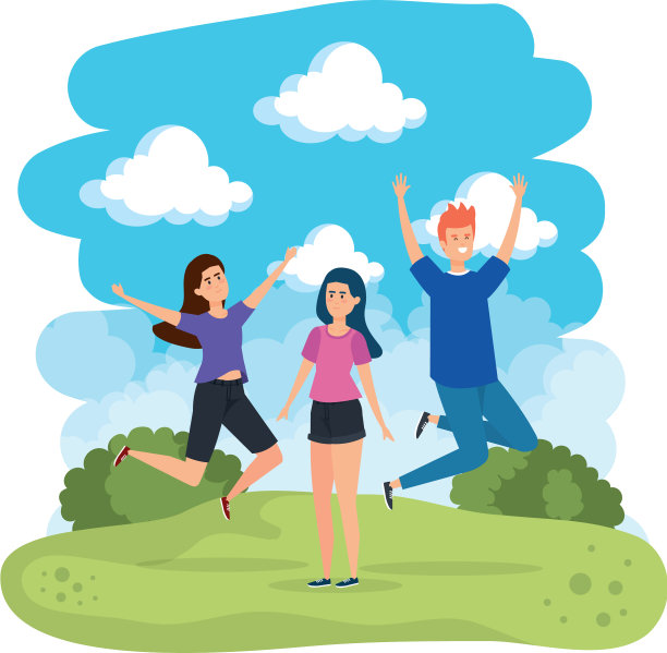 年轻人在公园里庆祝图片下载