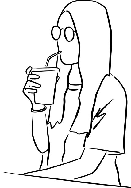 戴着眼镜喝着冷外卖咖啡的女人图片下载