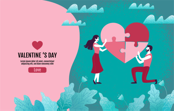 情侣们一起做心形的拼图图片下载