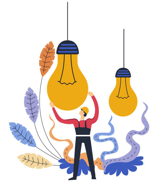 电工或工程师和灯泡抽象图片下载