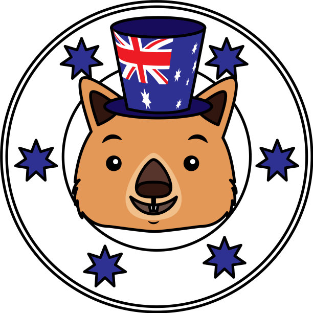 袋熊帽子澳大利亚国旗徽章图片下载