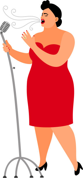 女爵士歌手孤立在白色背景图片下载