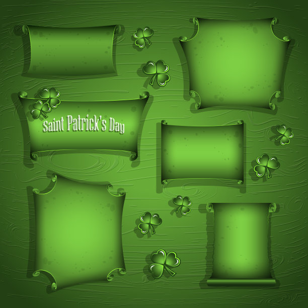 圣帕特里克节贺卡卷轴图片下载