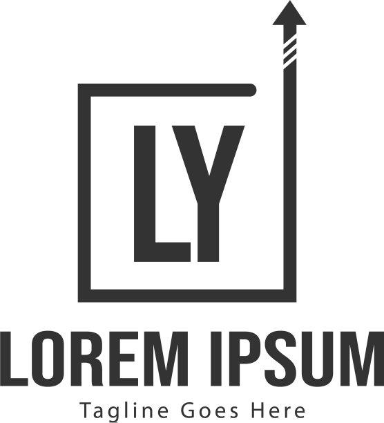 现代边框LY字母logo模板图片下载