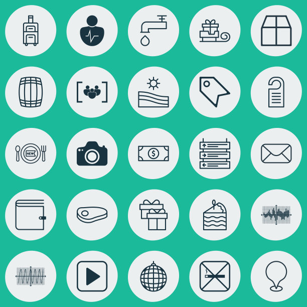 一组25个通用的可编辑图标可以使用图片下载