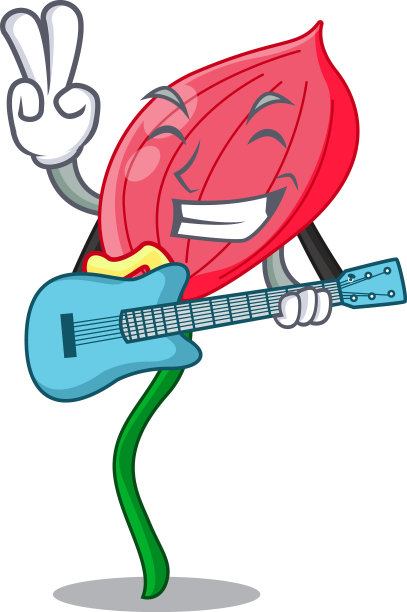 与吉他手花粉红色在卡通图片下载