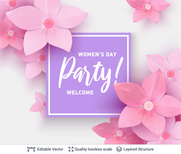 3月8日妇女节卡片或横幅模板图片下载