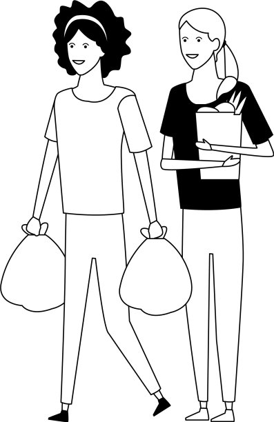 休闲人卡通黑白图片下载