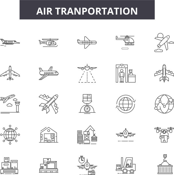 航空运输线性图标标志集图片下载
