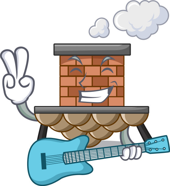 上面有吉他微型卡通砖烟囱图片下载