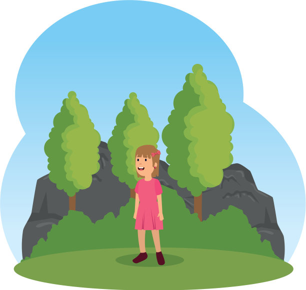 风景里的小女孩图片下载