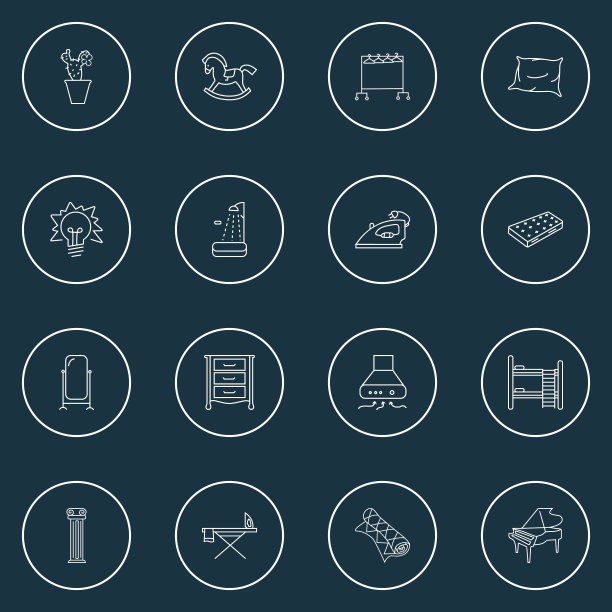 家具图标系列风格设置与地板镜子图片下载