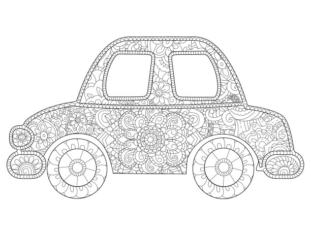 婴儿玩具汽车成人涂色书图片下载