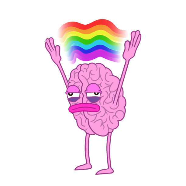 疲惫的大脑张开双臂，上面出现了一道彩虹图片下载