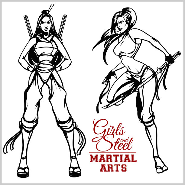 手持武士刀的女孩，一名女战士图片下载