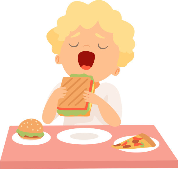 可爱的男孩吃三明治的孩子喜欢吃图片下载