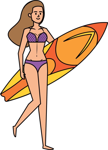 穿着泳衣和冲浪板的漂亮女人图片下载
