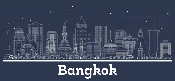用白色勾勒出泰国曼谷的天际线图片下载