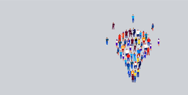 商人们聚集在灯光下图片下载