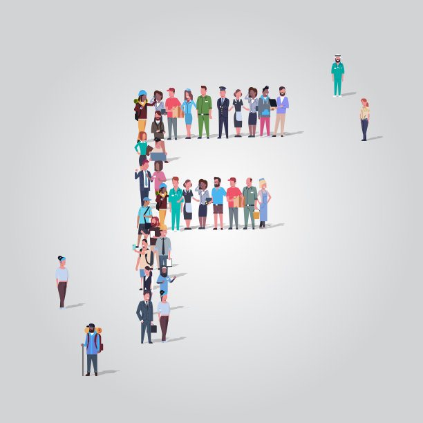 一大群人以字母f的形状聚集在一起图片下载