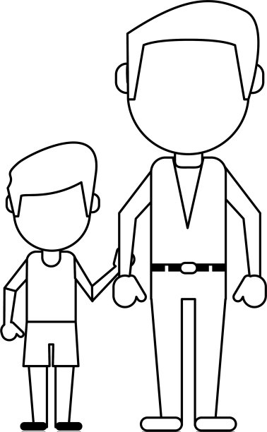 家庭头像无脸卡通黑白图片下载